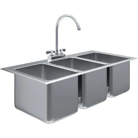 Amgood Drop in Sink 10 in. L x 14 in. W x 10 in. D, 3, 430 Stainless Steel SINK DIS-101410-3 - FAUCET